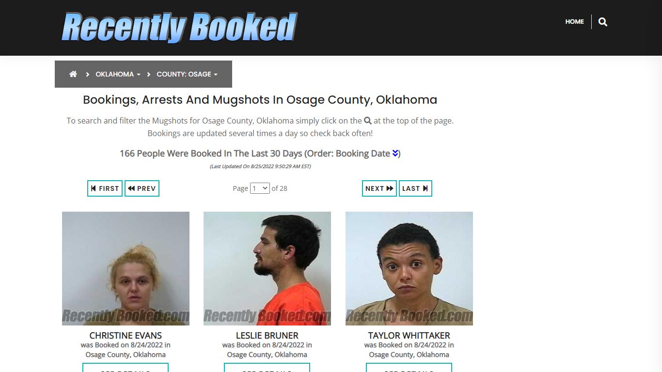 Bookings, Arrests and Mugshots in Osage County, Oklahoma